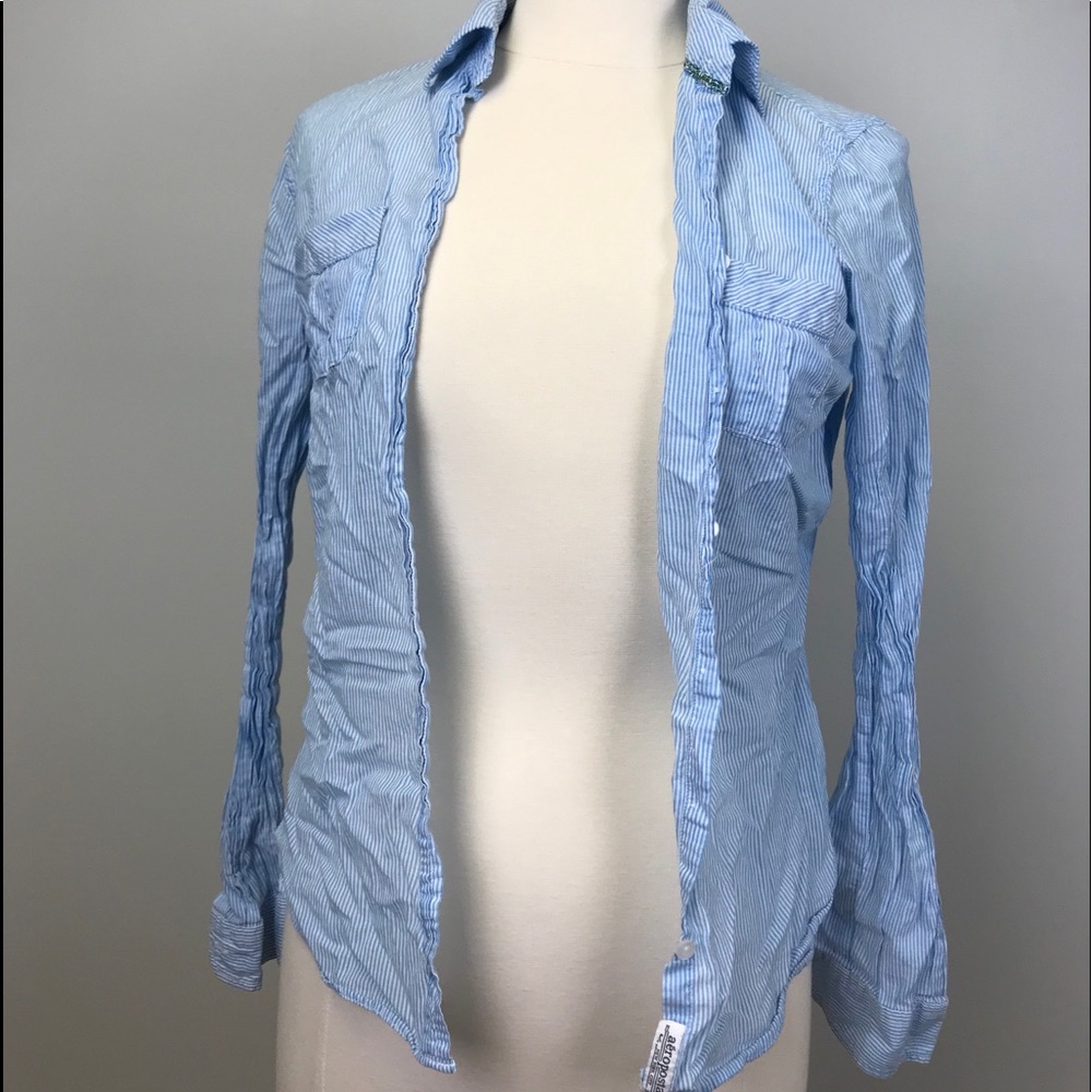 Light Blue & White Striped Aeropostale Button Up
